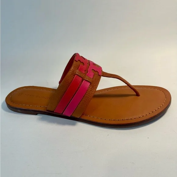 Tory Burch Leigh Tumbled Calf Leather Thong Sandals size 10 - Picture 3 of 6